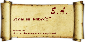Strauss Ambró névjegykártya